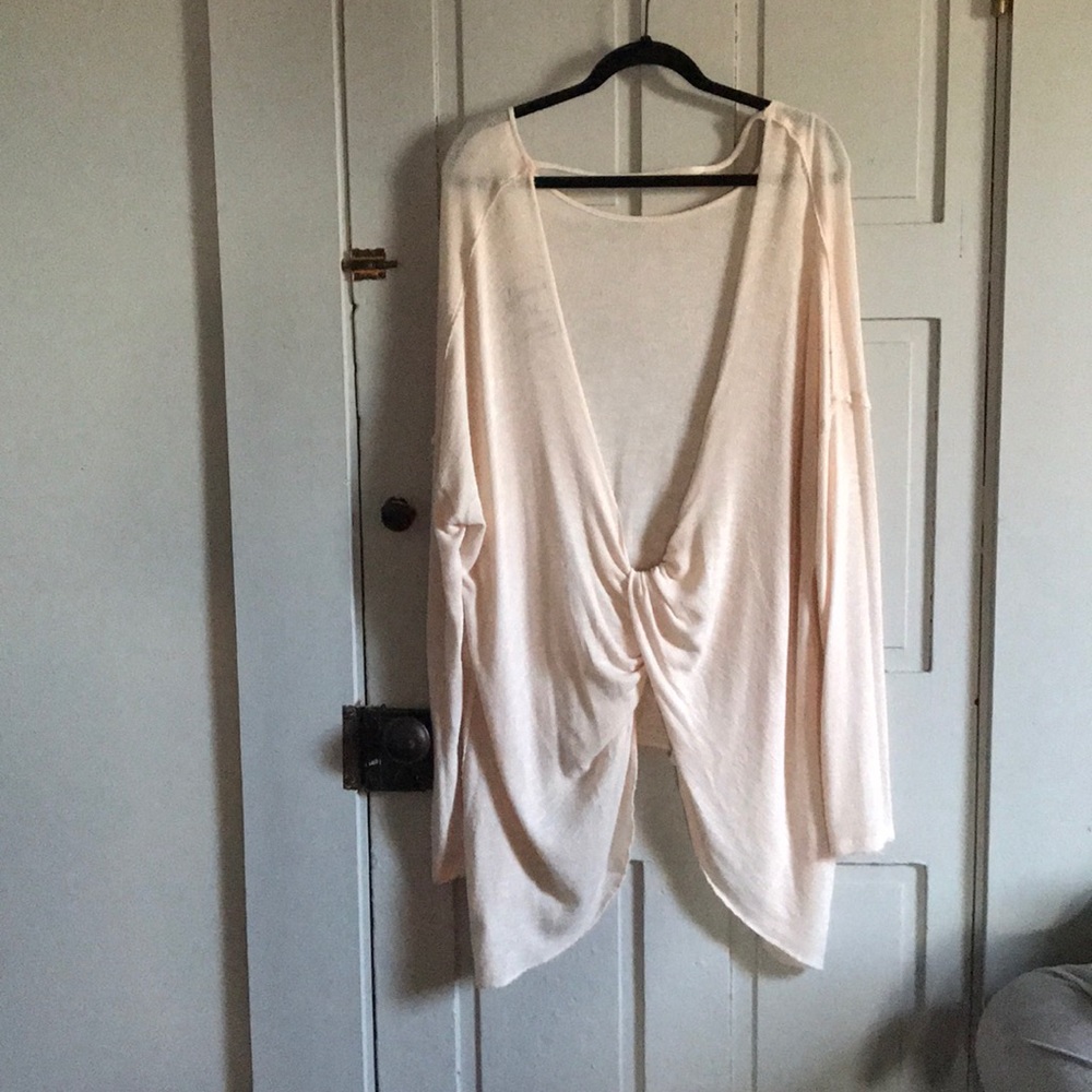 Free People sweater with open back, light pink